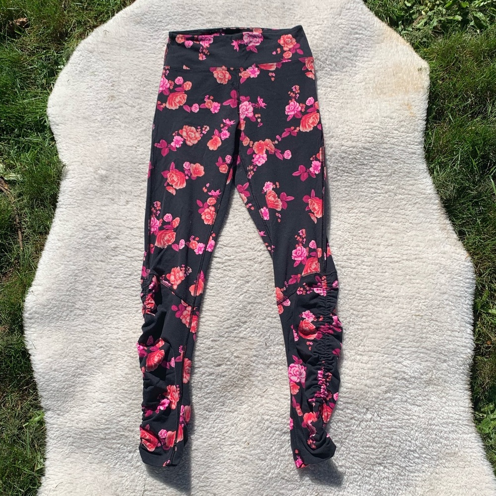 PINK leggings, floral, small